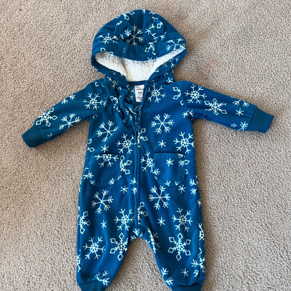 Carters Snowflake Fleece Jumpsuit size 3M